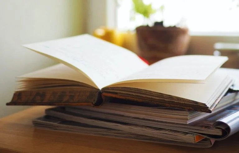 opened book on table