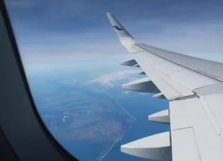 gray airplane wing